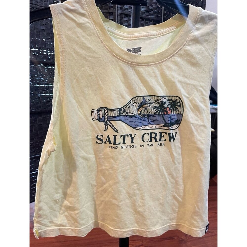 Salty Crew Yellow Tank Top with Bottle Graphic